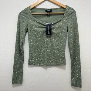 Just Polly New York Long Sleeve Floral Babydoll Shirt Size Small